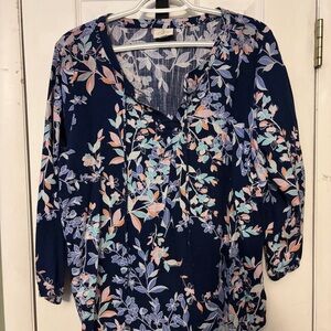 St. John's Bay Navy Floral Blouse
